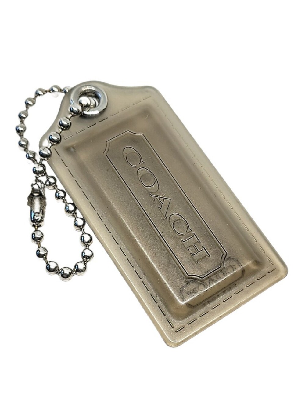 🆕 2.5" Coach Poppy Smokey Gray Black Lucite Hangtag Bag Fob Charm Keychain RARE
